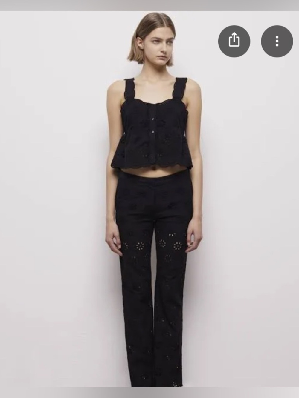 The Kooples Black Eyelet Wide-Leg Pants